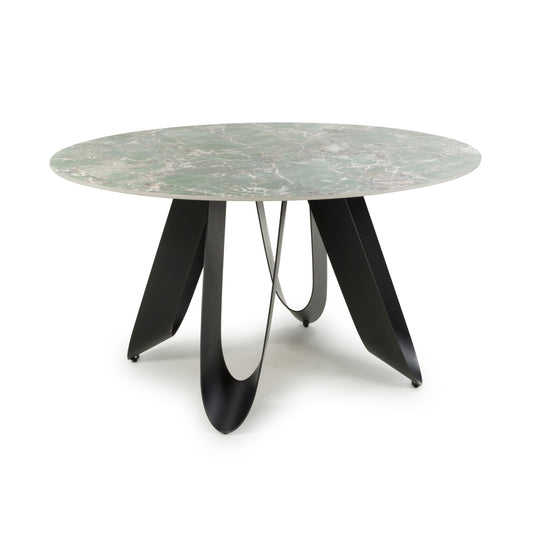 Osaka Round Green & 4 Artemis White Dining Set