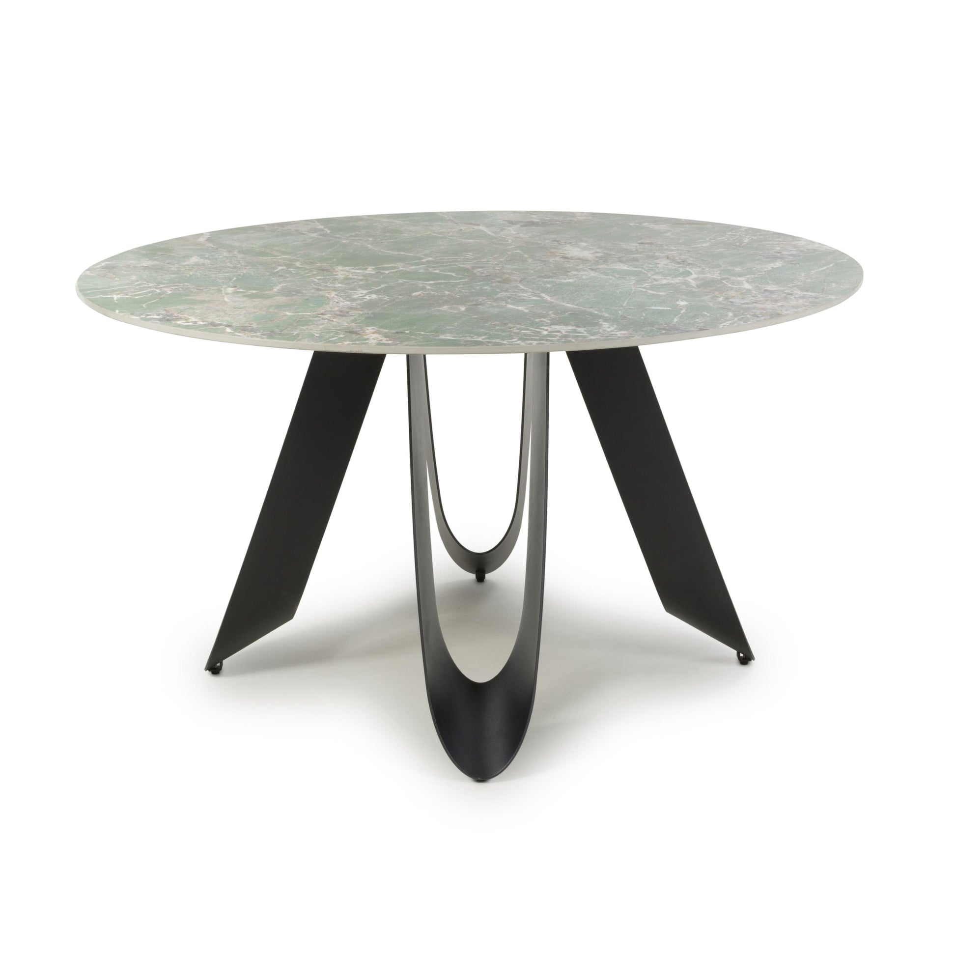 Osaka Round Green & 4 Artemis White Dining Set