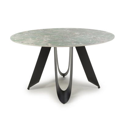 Osaka Round Green & 4 Artemis White Dining Set
