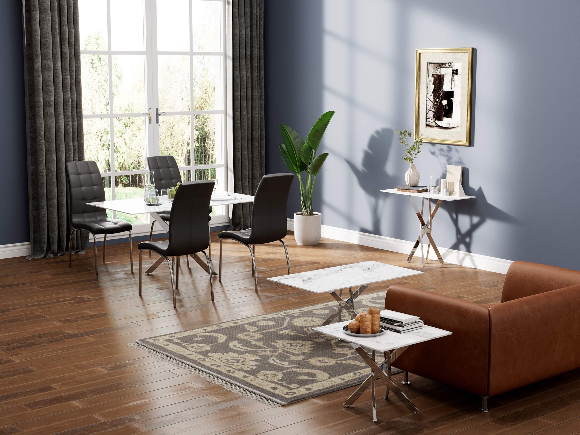 Astoria 1.6m Dining Table & 4 Jenner Chair Dining Set