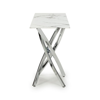 Astoria White & Chrome Console Table