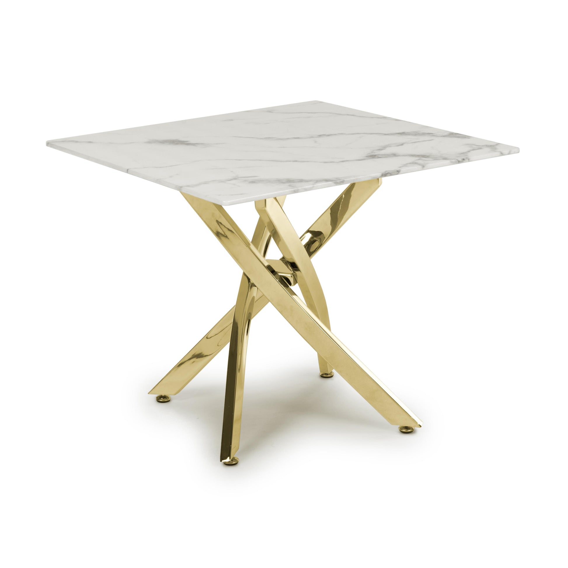 Astoria Square White & Gold End Table