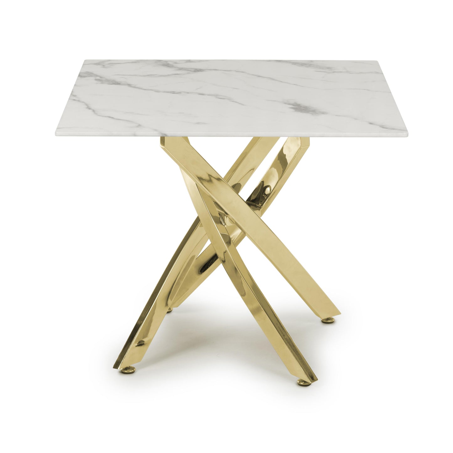 Astoria Square White & Gold End Table
