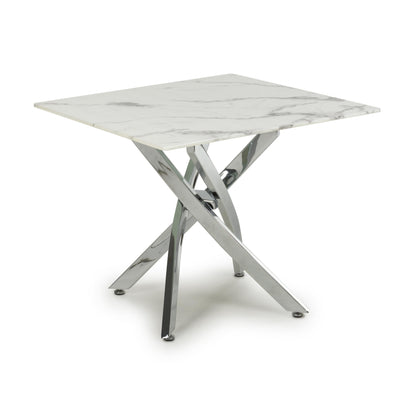 Astoria Square White & Chrome End Table