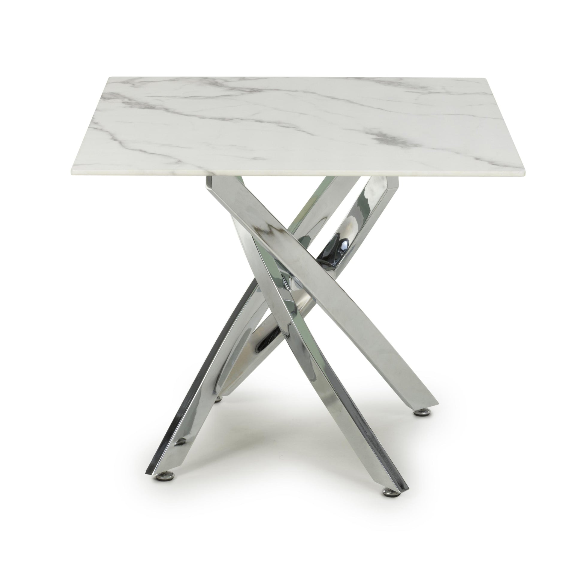 Astoria Square White & Chrome End Table