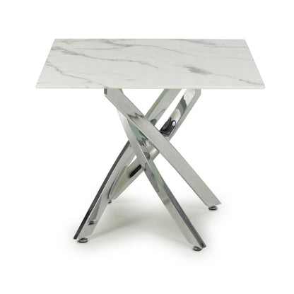 Astoria Square White & Chrome End Table