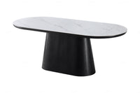 Bianca Black & White Sintered Stone Oval 2m Dining Table