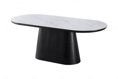 Bianca Black & White Sintered Stone Oval 2m Dining Table