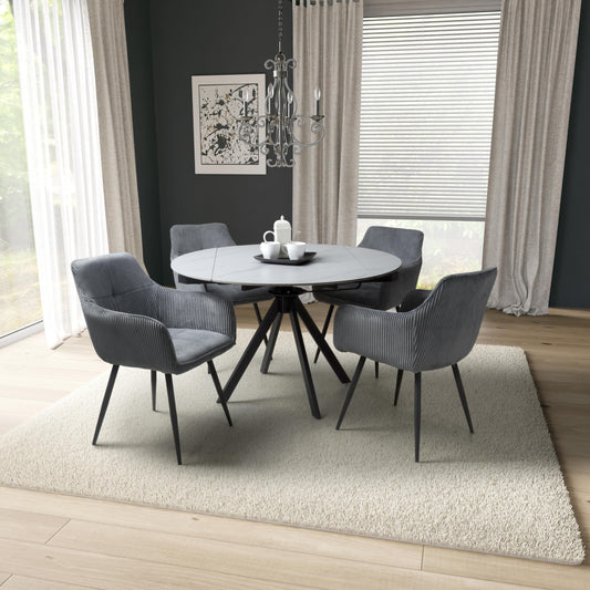 Rotana Round White & 4 Denver Dining Set
