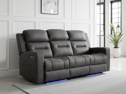 C-Love Tech Electric Recliner Sofa Grey 3 Seater