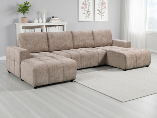 Shanghai Luxury Beige U Shape Corner Sofabed