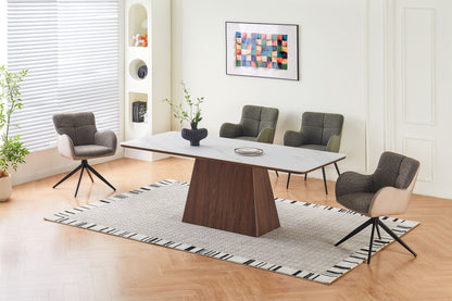 Ezra Walnut & White Sintered Stone 2m Dining Table