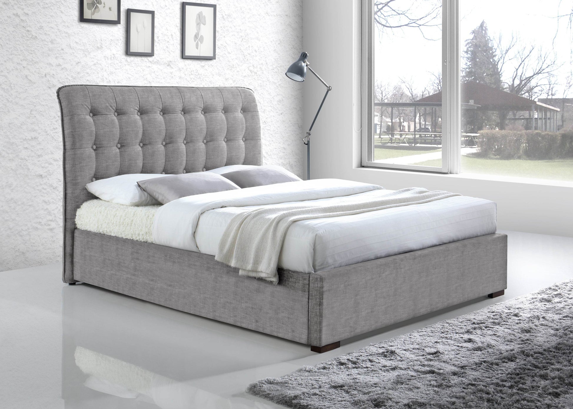 Time Living Light Grey Super King (6ft) Hamilton Fabric Bed Frame - Pak Tao