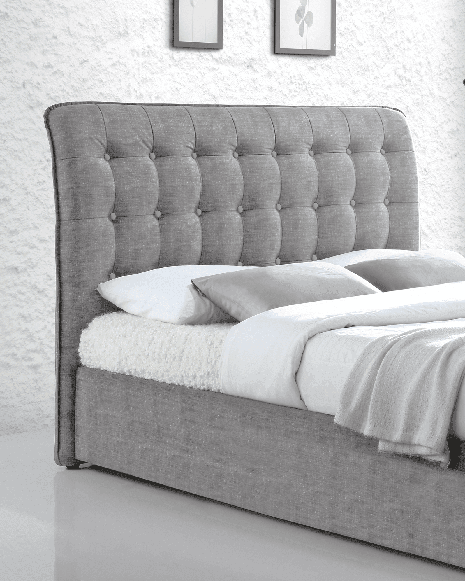 Time Living Light Grey Super King (6ft) Hamilton Fabric Bed Frame - Pak Tao