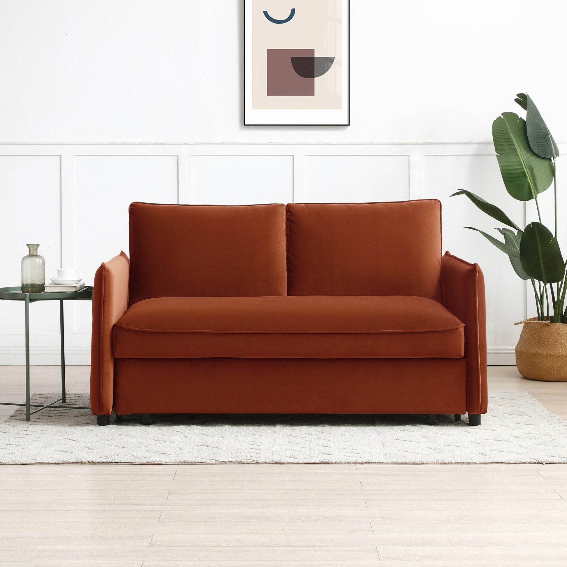 Luna Athena Burnt Orange Velvet Pop-up Modern Sofa Bed - Pak Tao
