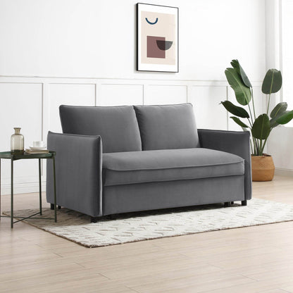 Luna Athena Grey Velvet Pop-up Modern Sofa Bed - Pak Tao