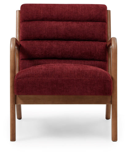 Inca Wine Chenille Walnut Modern Armchair