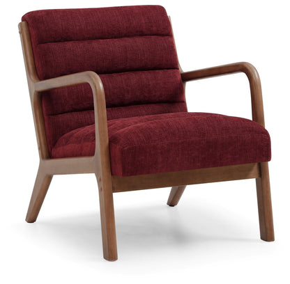 Inca Wine Chenille Walnut Modern Armchair