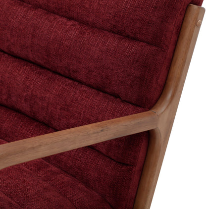 Inca Wine Chenille Walnut Modern Armchair