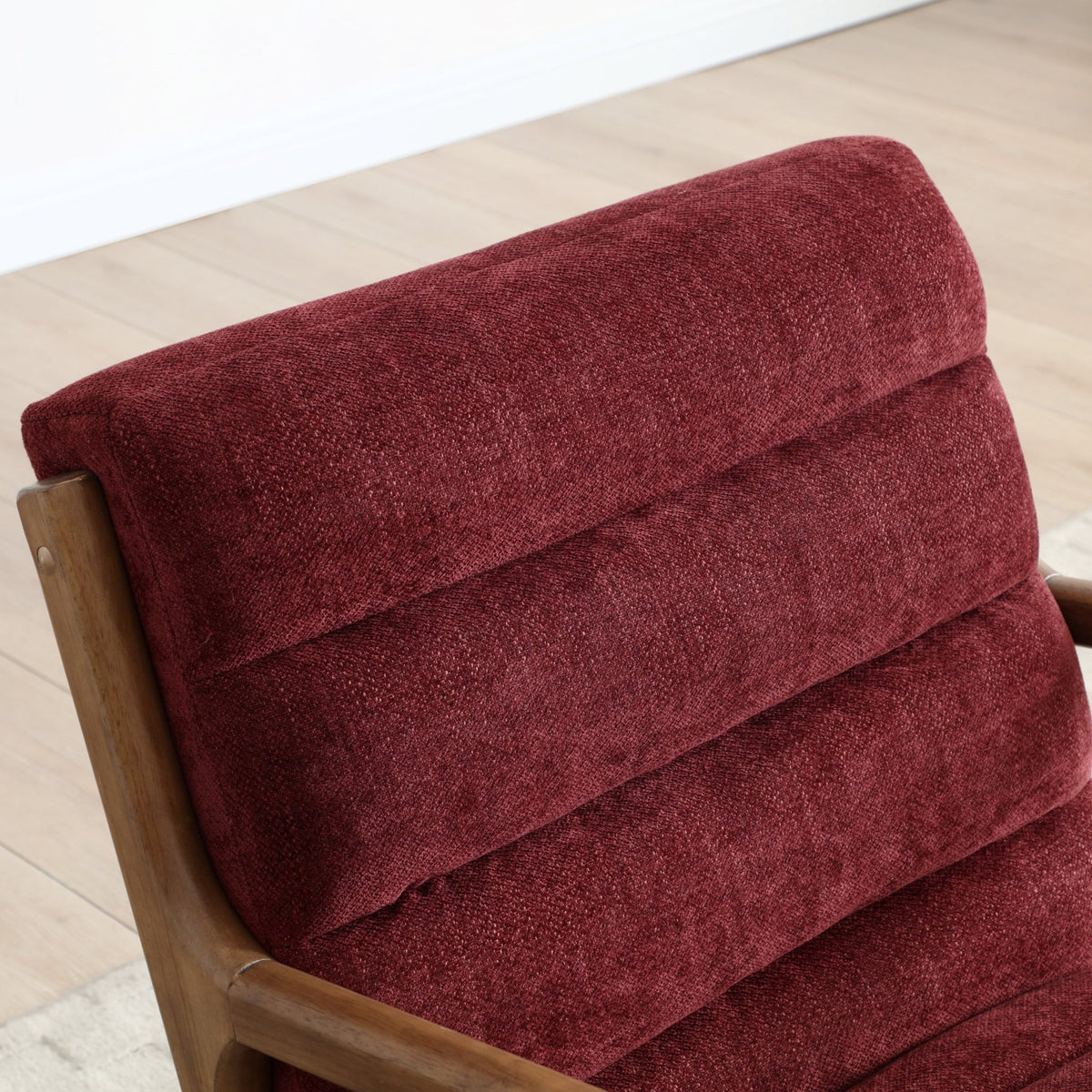 Inca Wine Chenille Walnut Modern Armchair