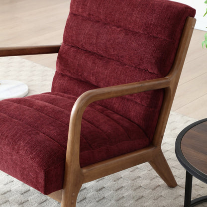 Inca Wine Chenille Walnut Modern Armchair
