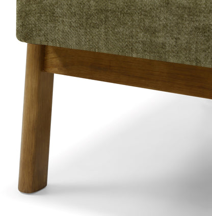 Inca Olive Chenille Walnut Modern Armchair