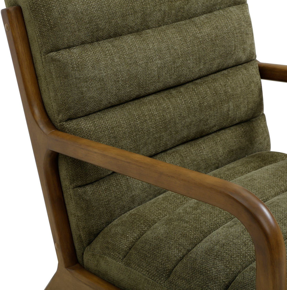 Inca Olive Chenille Walnut Modern Armchair