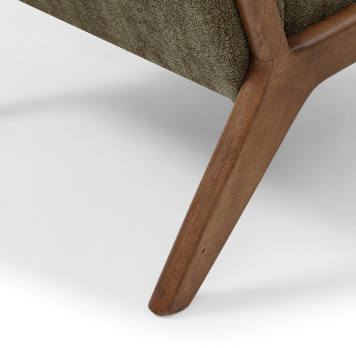 Inca Olive Chenille Walnut Modern Armchair