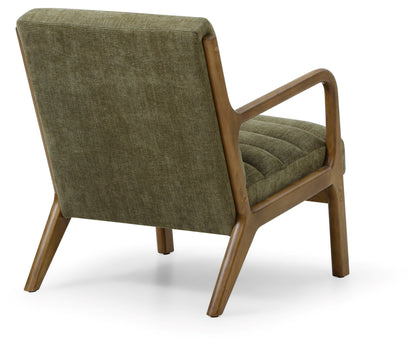 Inca Olive Chenille Walnut Modern Armchair