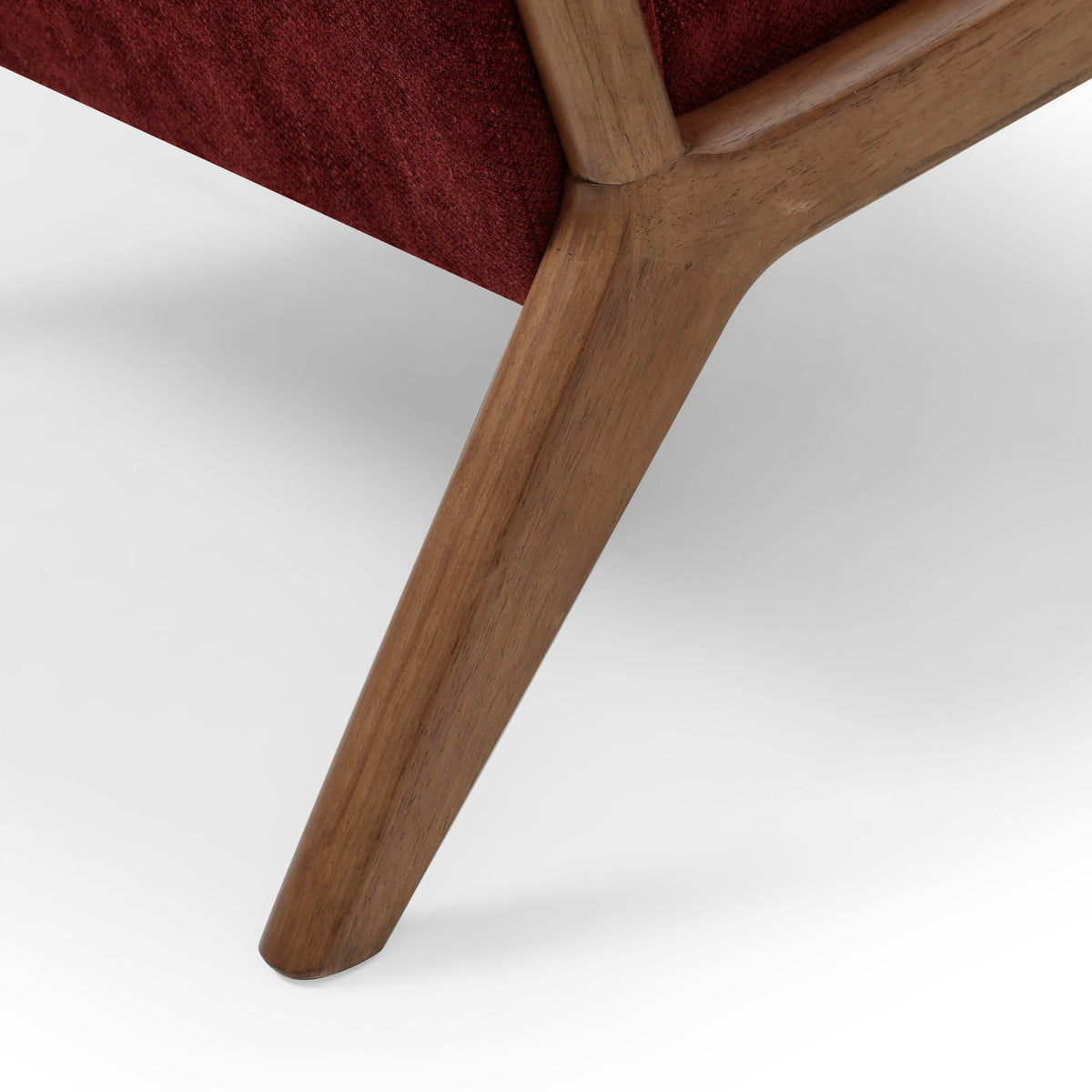 Inca Wine Chenille Walnut Modern Armchair