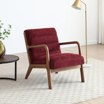 Inca Wine Chenille Walnut Modern Armchair