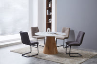 Lillan Walnut & White Sintered Stone 1.2m Round Dining Table