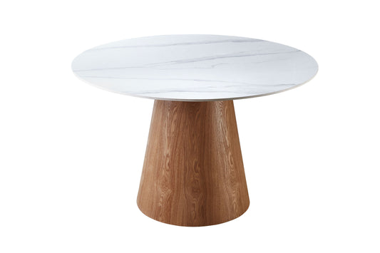 Lillan Walnut & White Sintered Stone 1.2m Round Dining Table
