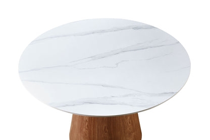Lillan Walnut & White Sintered Stone 1.2m Round Dining Table