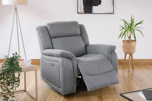 Linden Electric Recliner Sofa Grey Armchair