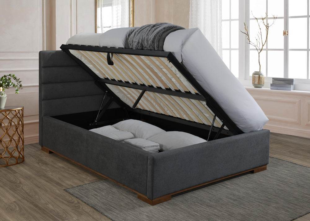 Time Living Dark Grey King (5ft) Mayfair Ottoman Bed Frame - Pak Tao