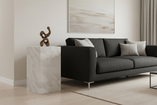 Sur White Marble Small Pedestal