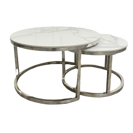 Cast Nest 2 Polar White Sintered Stone Short Coffee Table