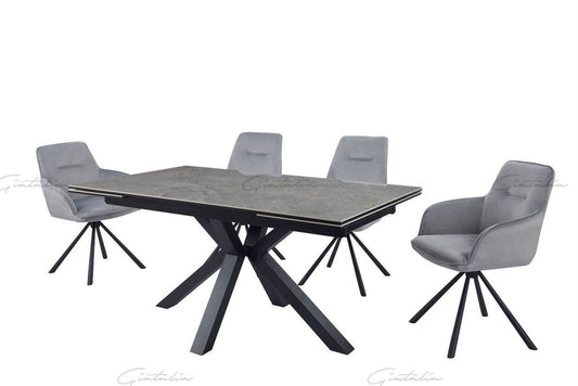 PRE- ORDER DELIVERY FROM OCT Amari Grey Ceramic Marble Big Extendable Dining Table