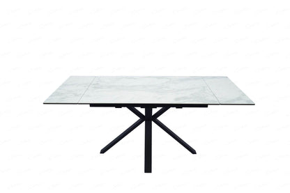 Amari White Ceramic Marble Small Extendable Dining Table - Pak Tao