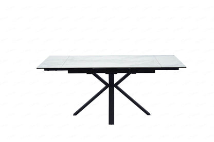 Amari White Ceramic Marble Small Extendable Dining Table - Pak Tao