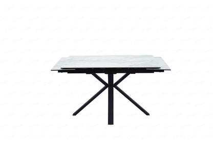 Amari White Ceramic Marble Small Extendable Dining Table - Pak Tao