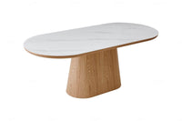 PRE- ORDER DELIVERY FROM SEP Bianca Beech & White Sintered Stone Oval 2m Dining Table