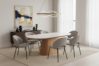 Bianca Beech & White Sintered Stone Oval 2m Dining Table