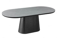 Bianca Black & Grey Sintered Stone Oval 2m Dining Table