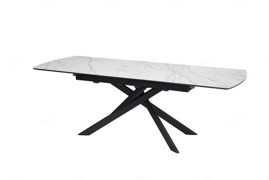 Cosma White & Sunset Cloud Vein Ceramic Extending Dining Table - Pak Tao