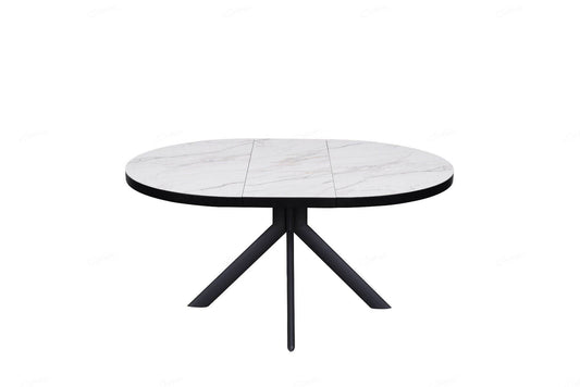 Danello White & Sunset Cloud Vein Ceramic Extending Dining Table - Pak Tao