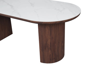 Mateo Walnut & White Sintered Stone Oval 2m Dining Table