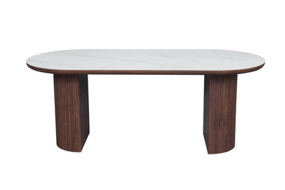 Mateo Walnut & White Sintered Stone Oval 2m Dining Table