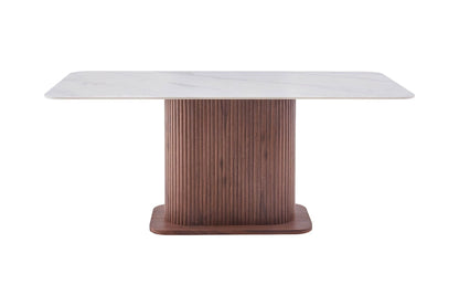Eleanor Walnut & White Sintered Stone 1.8m Dining Table